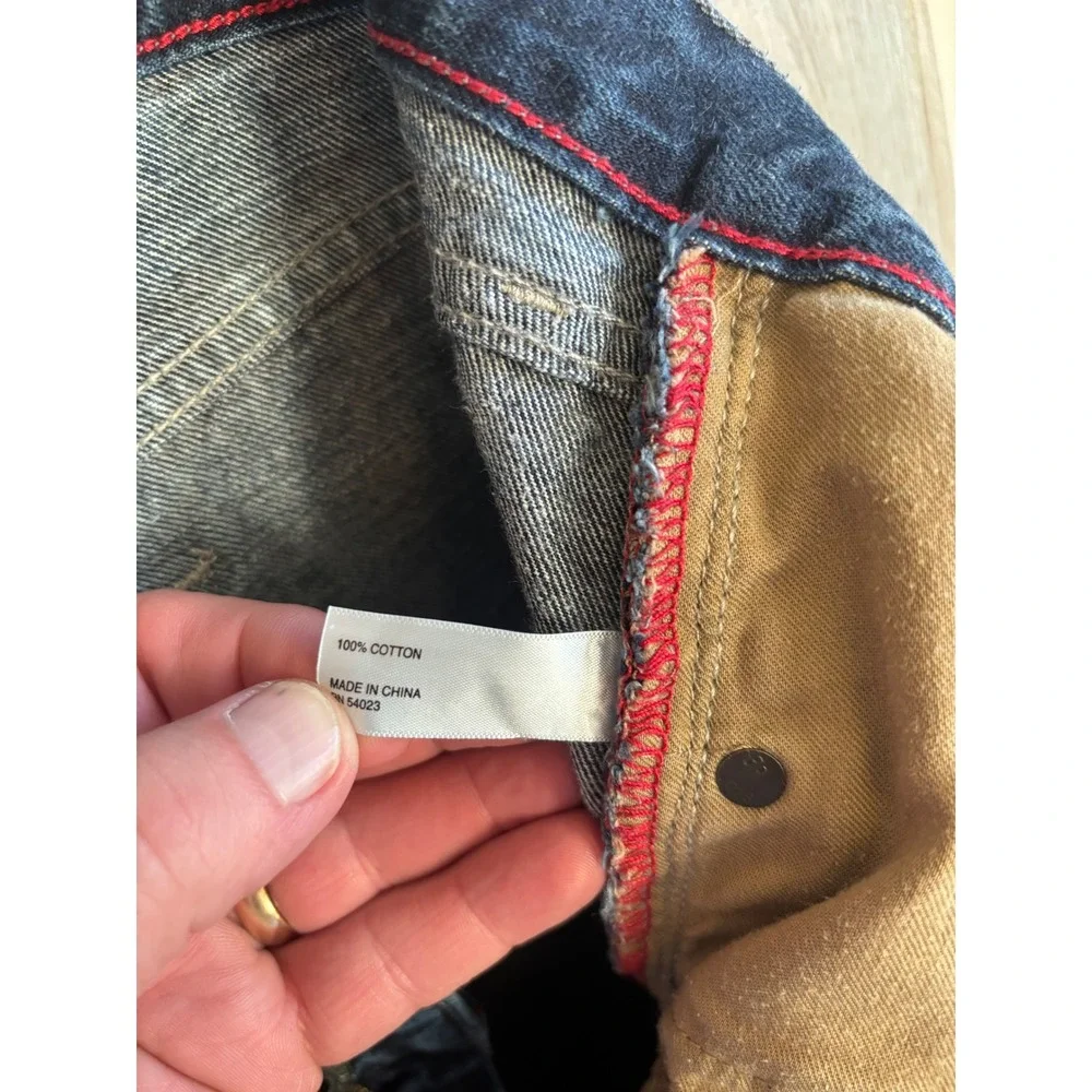 Banana Republic Vintage Straight Mens Dark Wash Distressed Denim Jeans 34x32